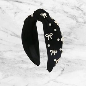 Brand New - black headband with pearls and bows